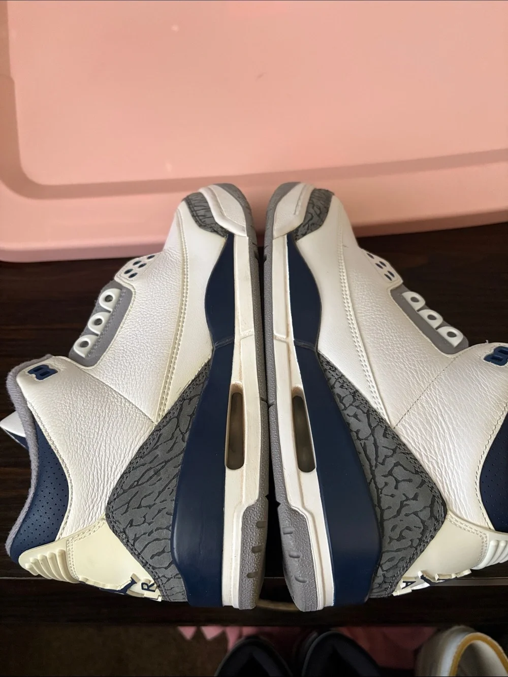 Men’s Nike Air Jordan Retro 3 White/Gray Basketball Shoes no laces preloved